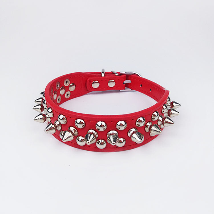 Dog Round Studded Collar
 Product information:
 
 Pattern: Willow nail design
 
 Material: leather
 
 Applicable object: Dog
 
 Suitable for the season: all seasons
 
 Style: England
 
 WhePet AccessoriesPoochPlus.shopPoochPlus.shopDog Round Studded Collar