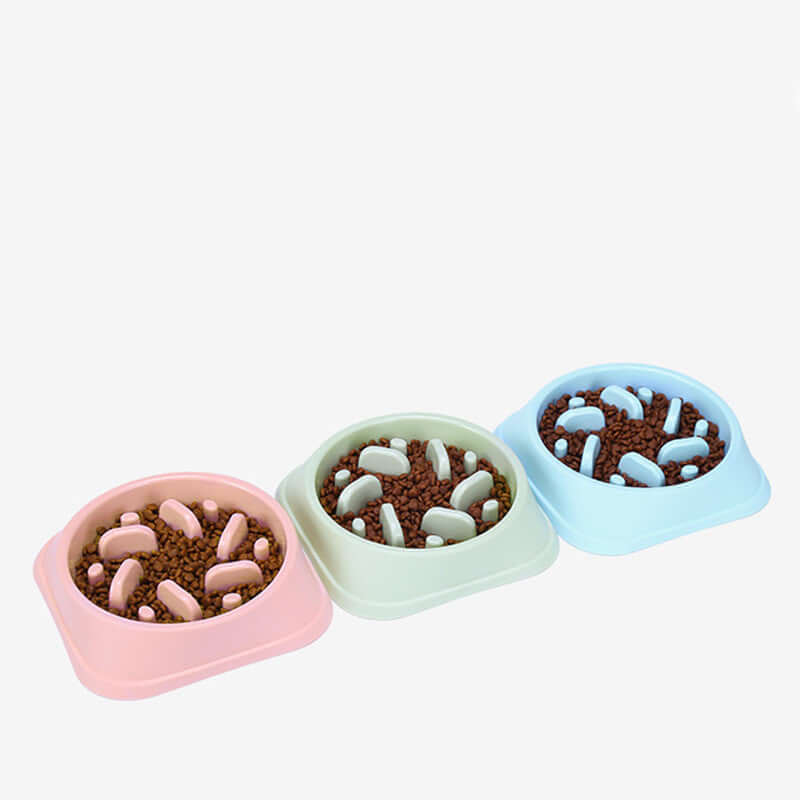 Anti-choking food bowl
 Product name: Pet bowl
 
 Size: as shown below
 
 Material material: PP
 
 Color: pink/green/blue
 
 Features: strong and easy to clean
 
 Use: pet food/drink bowlPet AccessoriesPoochPlus.shopPoochPlus.shopAnti-choking food bowl