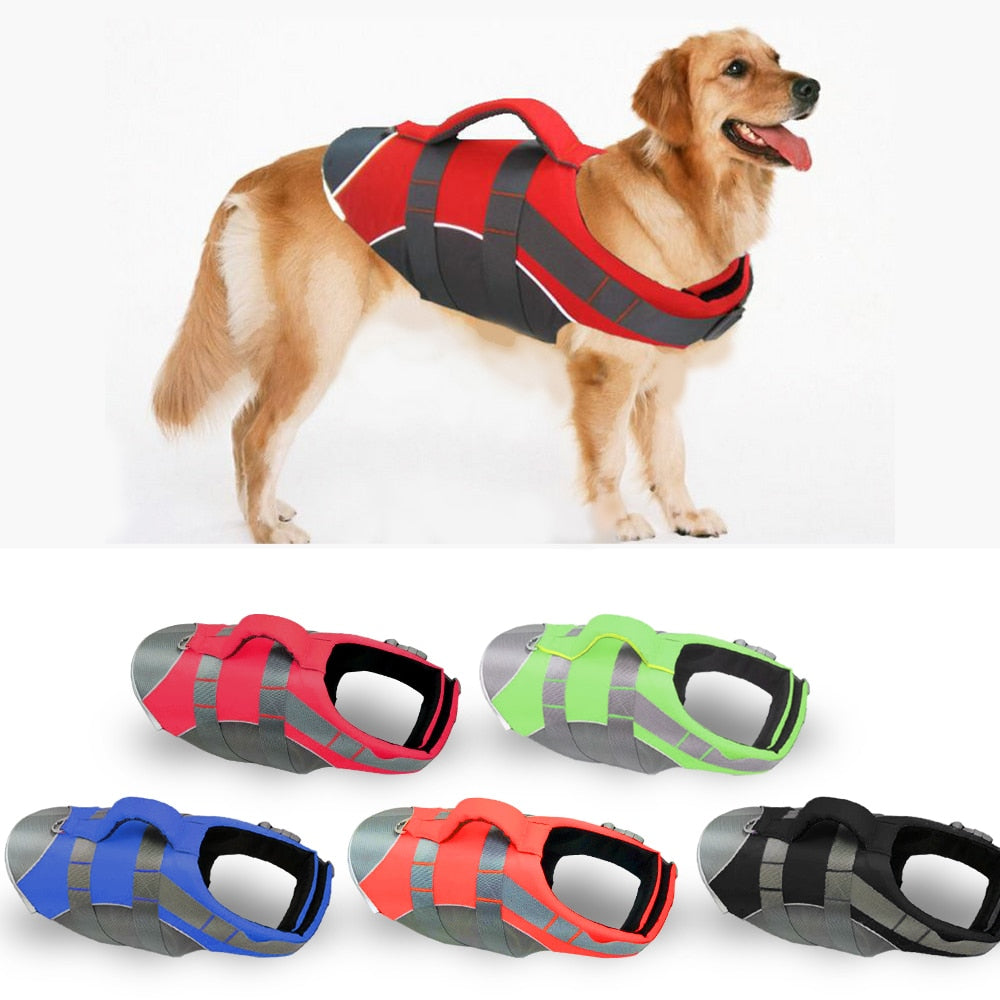 Dog swimwear vest
 Specification
 
 Type: dog life jacket
 
 Material: Oxford cloth
 
 Color: blue / black / red / green / Orange
 
 Size: XS, S, M, L, XL
 
 S: Girth27-33cm of chestPet AccessoriesPoochPlus.shopPoochPlus.shopDog swimwear vest